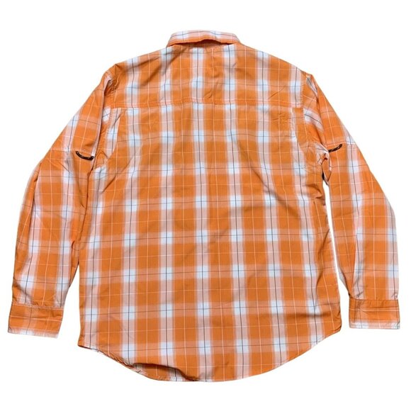 Mountain Club Mens Orange Plaid Long Sleeve Button-Down Shirt Vented Size Medium - Picture 2 of 13